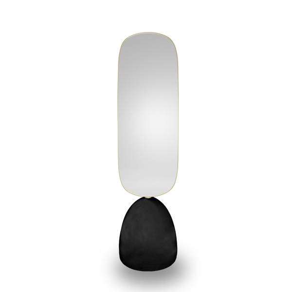 Front&Back - Lacquered Base Mirror - Shown with Lavagna Base - Gold Frame