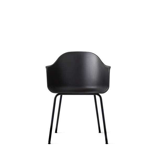 Harbour Dining Arm Chair - Black Steel Legs - Hard Shell- Black