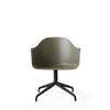 Harbour Swivel Arm Chair - Black Steel Base - Hard Shell - Olive