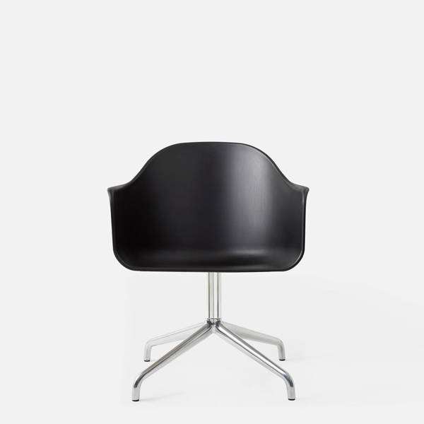 Harbour Swivel Arm Chair - Polished Aluminum Base - Hard Shell- Black