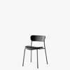 Pavilion AV3 Dining Chair Upholstered Seat - Black Silk Leather - black oak