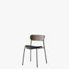Pavilion AV3 Dining Chair Upholstered Seat - Black Silk Leather - walnut