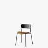 Pavilion AV3 Dining Chair Upholstered Seat - Cognac Silk Leather - black oak 