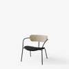 Pavilion AV6 Lounge Armchair Upholstered Seat - Black Silk Leather - white oak