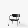 Pavilion AV6 Lounge Armchair Upholstered Seat - Black Silk Leather - black oak