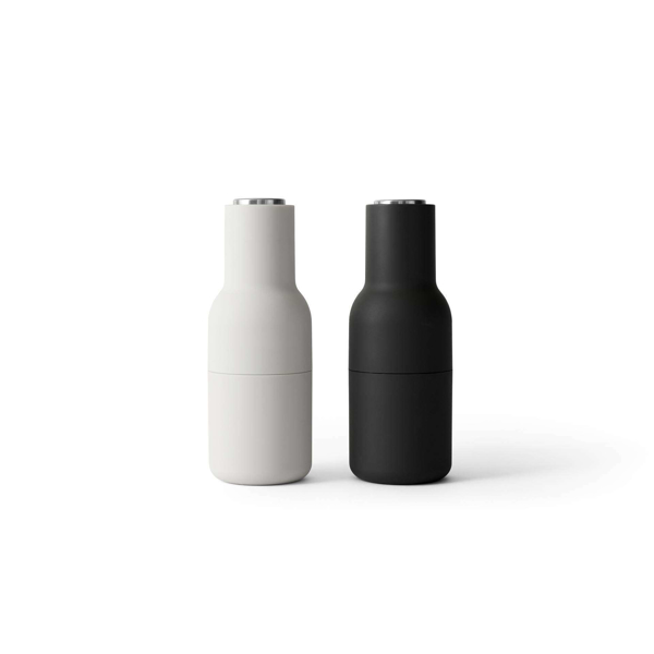 MENU Salt and Pepper Grinders Small Set of 2 - Carbon/Ash - Steel Lid