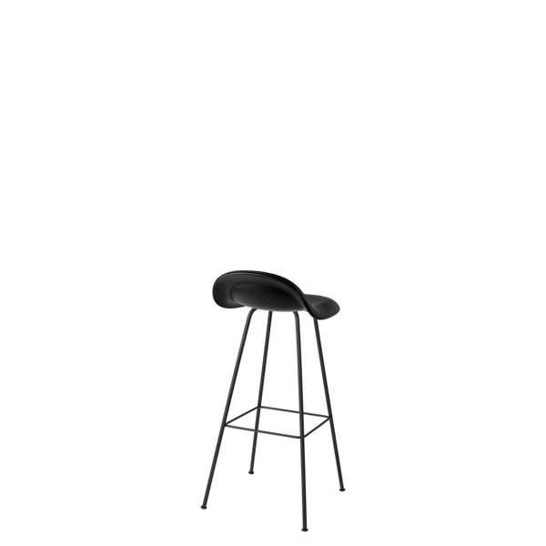 3D Counter Bar Stool - Front Upholstered Center base Hirek Shell - Black Hirek black leather black