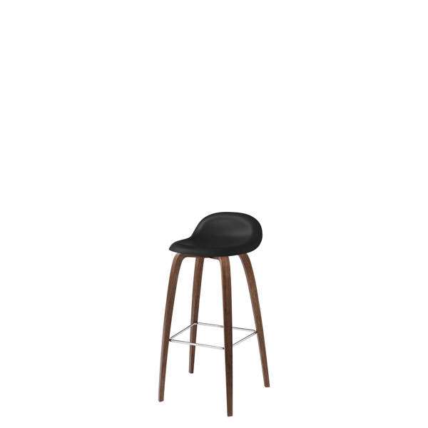 3D Counter Bar Stool - Un-Upholstered Wood base Hirek Shell - American Walnut - Hirek black