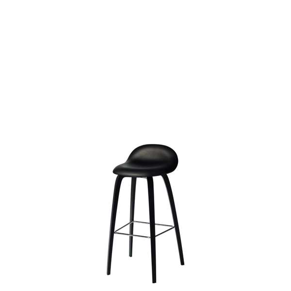 3D Counter Bar Stool - Fully Upholstered Wood base - Black Stained Beech