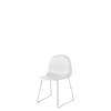 3D Dining Chair - Un-Upholstered Sledge Base Hirek Shell - Chrome Hirek Soft White