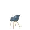 Bat Dining Chair - Un-Upholstered Wood Base - Oak Base - smoke blue Shell
