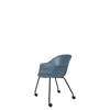 Bat Meeting Chair - Un-Upholstered 4 Legs with Castors - Black Base - smoke blue Shell
