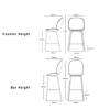 Diagram - Beetle Counter Bar Chair - Front Upholstered Conic Base