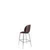 Beetle Bar Chair - Un-Upholstered Conic Base - black chrome Base - dar kpink shell