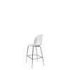 Beetle Bar Chair - Un-Upholstered Conic Base - black chrome Base - pure white shell