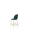 Beetle Counter Chair - Un-Upholstered Conic Base - brass Base - dark green shell