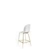 Beetle Counter Chair - Un-Upholstered Conic Base - brass Base - pure white shell
