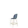 Beetle Counter Chair - Un-Upholstered Conic Base - brass Base - smoke blue shell