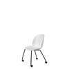 Beetle Meeting Chair - Un-Upholstered 4 Legs with Castors - black legs - pure white shell