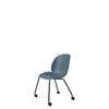Beetle Meeting Chair - Un-Upholstered 4 Legs with Castors - black legs - smoke blue shell
