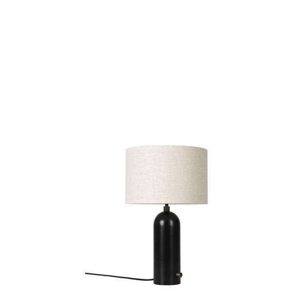Gravity Table Lamp - Small -Blackened Steel base - Canvas Shade - Light Off