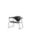 Masculo Lounge Chair - Fully Upholstered Sledge Base - black seat leather black back wool grey