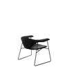 Masculo Lounge Chair - Fully Upholstered Sledge Base - black seat leather black back suede black