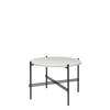 TS Round Coffee Table - 55 black base - oyster white glass 