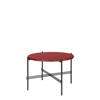 TS Round Coffee Table - 55 black base - rustyred glass 