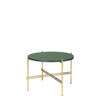 TS Round Coffee Table - 55 brass base - dusty green glass 