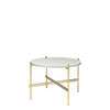 TS Round Coffee Table - 55 brass base - oyster white glass 