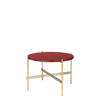 TS Round Coffee Table - 55 brass base - rustyred glass 