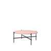 TS Round Coffee Table - 80 black base - vintage red glass 