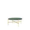 TS Round Coffee Table - 80 brass base - dusty green glass 
