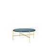 TS Round Coffee Table - 80 brass base - navy blue glass 