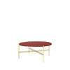 TS Round Coffee Table - 80 brass base - rustyred glass 