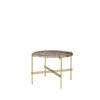 TS Round Coffee Table - Small - grey travertine top - brass base
