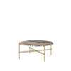 TS Round Coffee Table - Large - grey travertine top - brass base