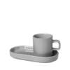 Pilar Espresso Cup with Tray Set of 2 - Mirage Grey