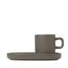 Pilar Espresso Cup with Tray Set of 2 - Pewter