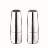 Salpi Salt & Pepper Mills - Polished Stainless Steel with Sharkskin (grey) and Magnet (charcoal) Tops