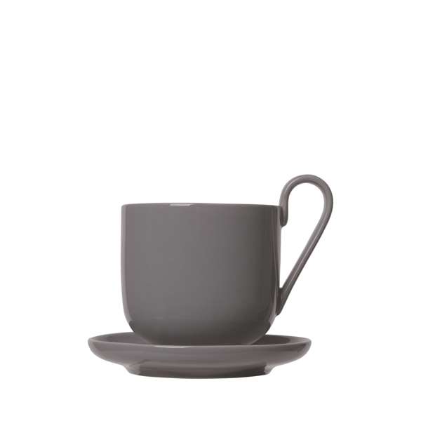 Ro Porcelain Coffee Cups And Saucers Sets of 2 - Sharkskin