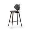 High Stool Backrest - Counter - Sirka Grey Stain Oak - Black Leather Seat