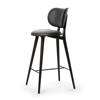 High Stool Backrest - Bar - Black Stain Beech - Black Leather Seat