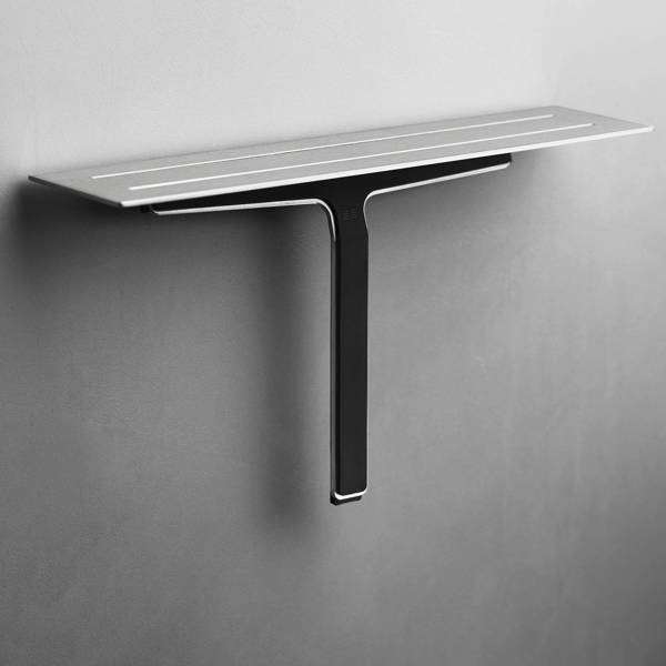 Reframe Soap Shelf with Wiper - Brushed Steel