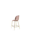 Beetle Counter Chair - Un-Upholstered Conic Base - brass Base - sweet pink shell