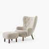Petra Lounge Chair with Pouf - Sheepskin moonlight walnut